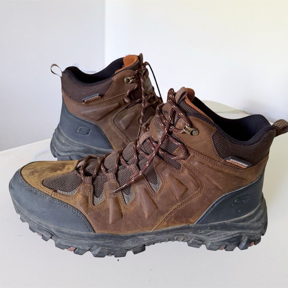 Skechers Relaxed Fit Rickter Branson Hiking Boots  13 Brown Leather Waterproof